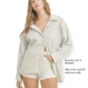 Mable Zuri Oversized Boxy Fit Crisp White Button Down Shirt Sz Medium Large New